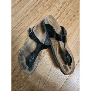 Birkenstock Sandals Thong Black Slide On Womens Size 40 US 9